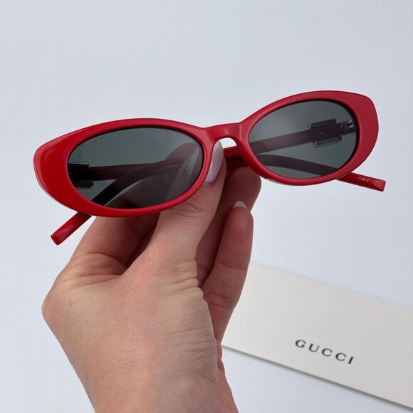 Gucci GG1680S 005 Men BRAND NEW Sunglasses Red Grey Cat Eye - Picture 3 of 12